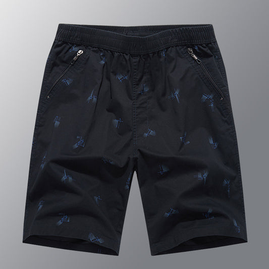 Summer middle-aged men's tooling five-point shorts male dad summer outdoor beach shorts men's elastic waist shorts