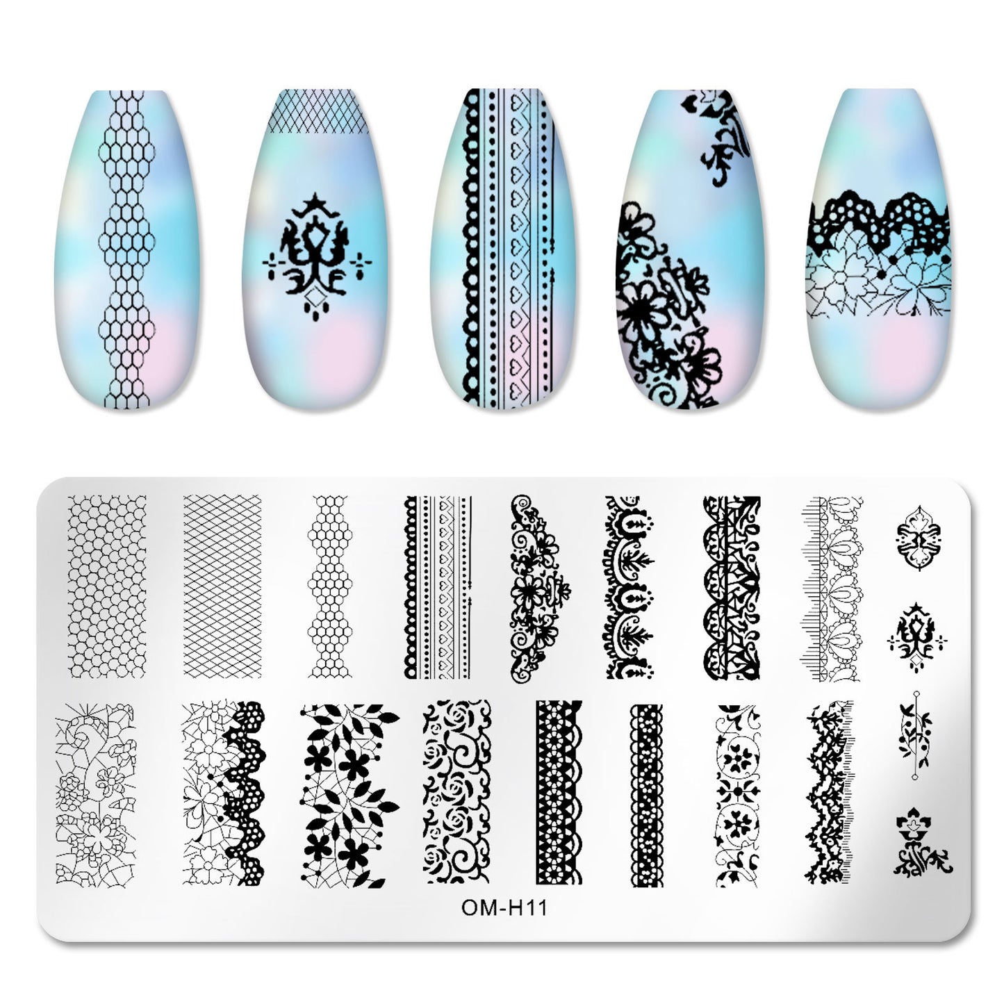 Cross-border popular printing template nail art steel plate rectangular printing plate painted ink template new printing ready stock 
