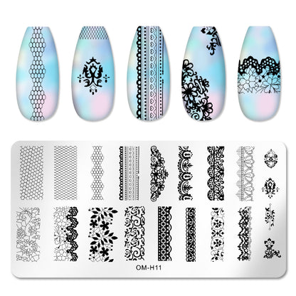 Cross-border popular printing template nail art steel plate rectangular printing plate painted ink template new printing ready stock 