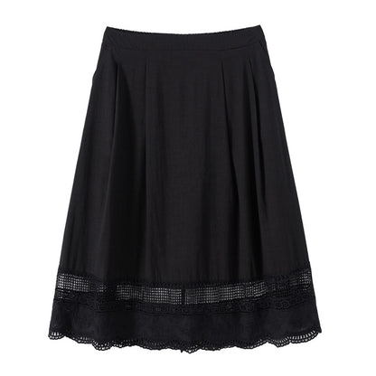 Slightly fat plus size women's umbrella skirt 2024 summer Korean version commuting leisure slim literary style mid-length skirt female 18075 