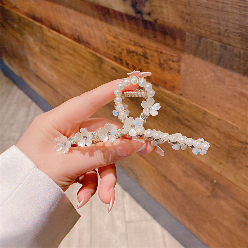 Super fairy flower clip new large metal butterfly clip female summer back head hair clip shark clip headdress hair clip 