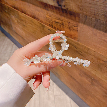 Super fairy flower clip new large metal butterfly clip female summer back head hair clip shark clip headdress hair clip 