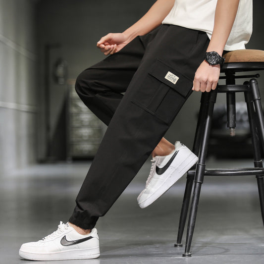 Overalls men's spring and autumn 2023 new loose casual trousers trendy brand nine-point trousers men's Korean version of the trend 