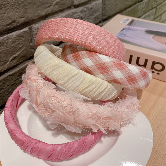 Pink headband female summer all-match go out press hair headband fairy forest super fairy cute headdress high skull top hairpin 