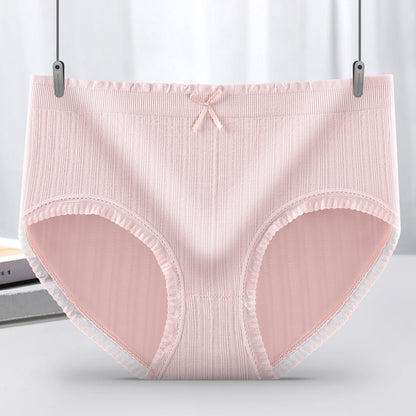 Japanese Style Lace Mid Waist Pink Lace Panties For Women