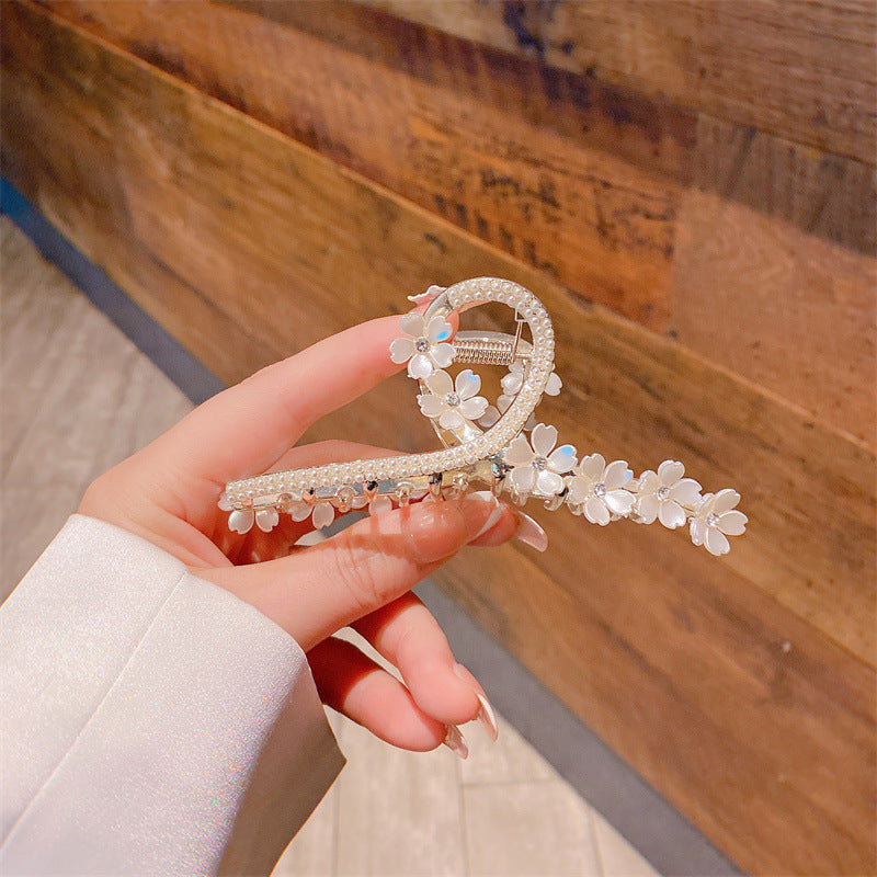 Super fairy flower clip new large metal butterfly clip female summer back head hair clip shark clip headdress hair clip 