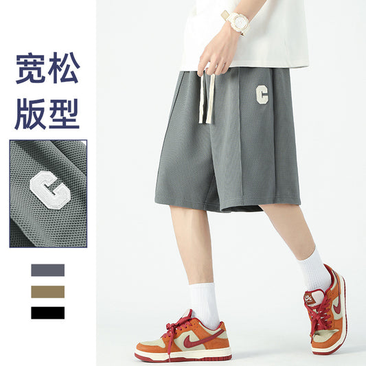 Summer new men's Korean version loose thin section elastic casual sports fitness five-point pants trendy couple stylish shorts 