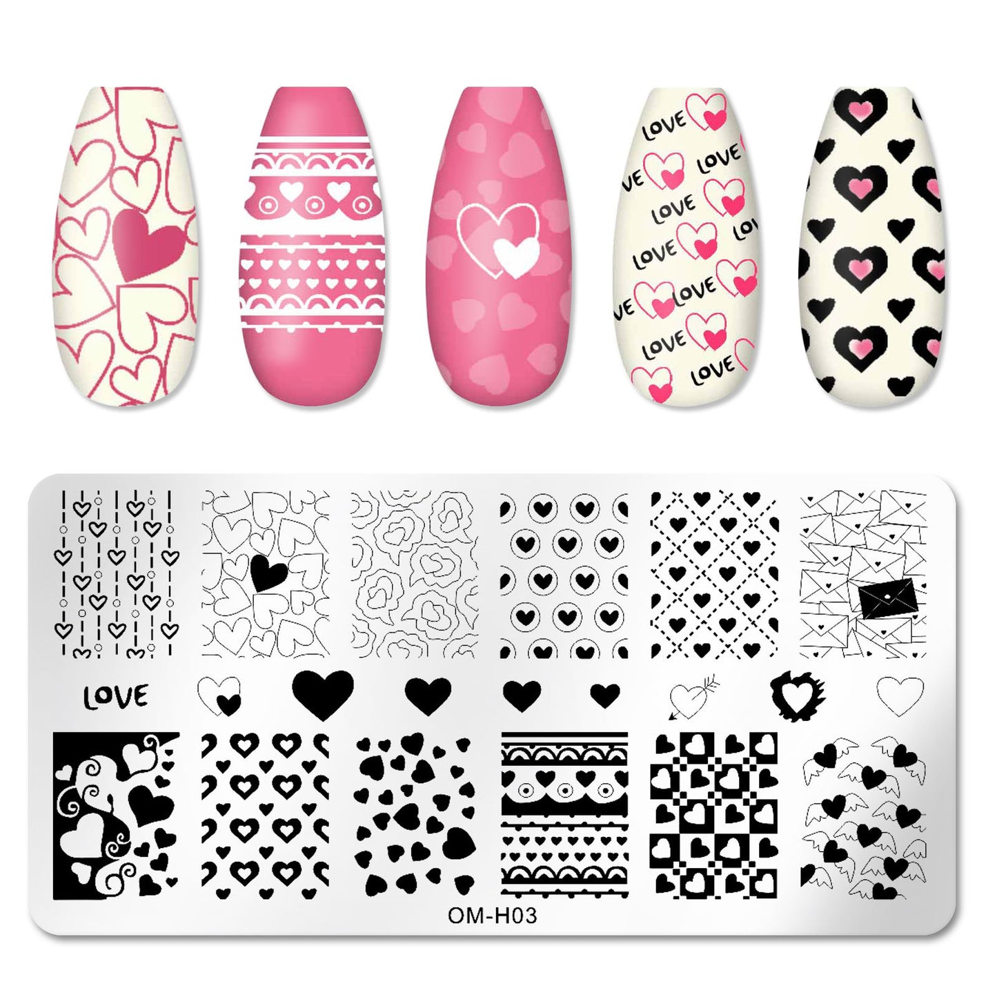 Cross-border popular printing template nail art steel plate rectangular printing plate painted ink template new printing ready stock 