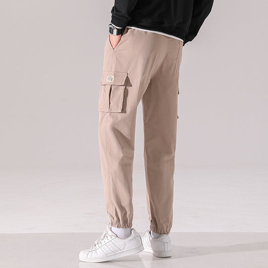 Overalls Men's 2023 Spring Loose Straight Tide Casual Beamed Couples Net Red Same Style Large Size Sports Pants 