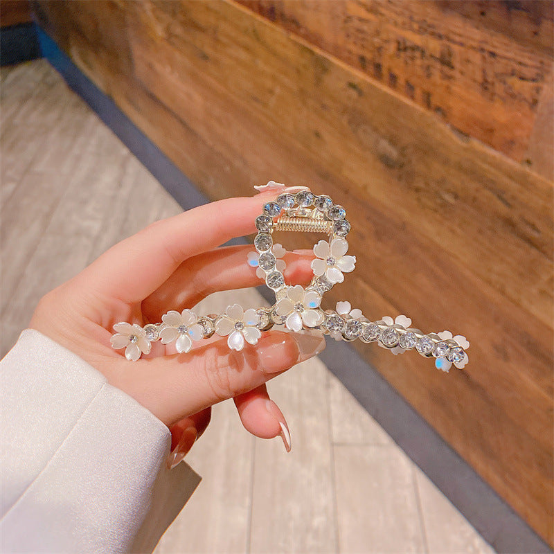 Super fairy flower clip new large metal butterfly clip female summer back head hair clip shark clip headdress hair clip 