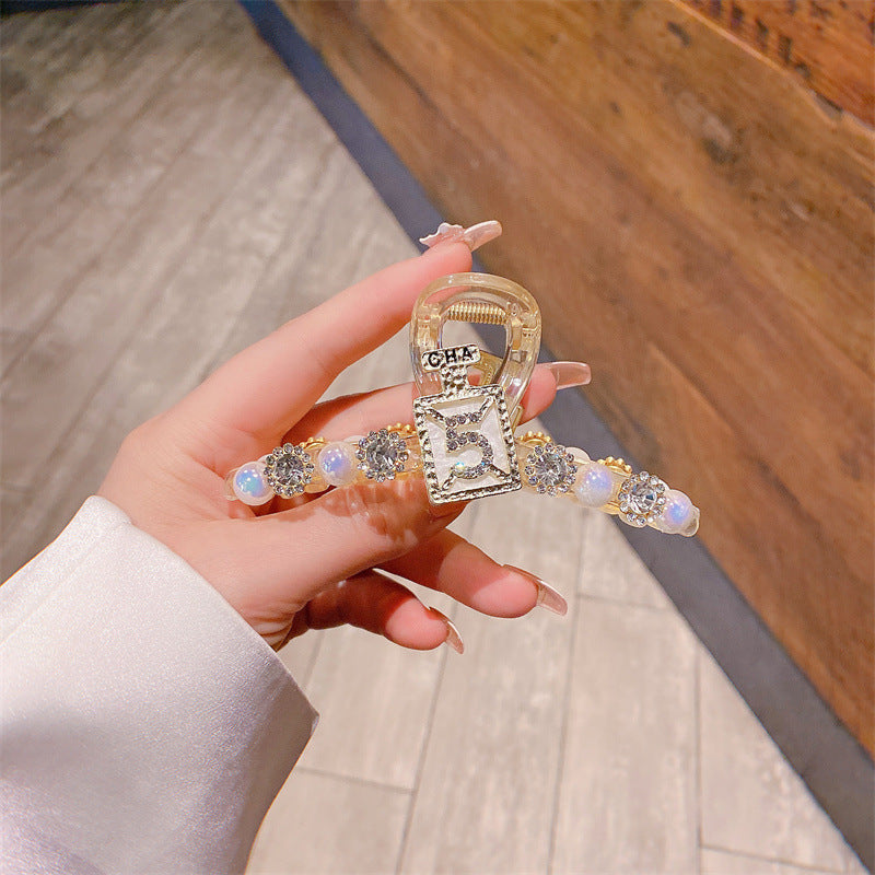 Super fairy flower clip new large metal butterfly clip female summer back head hair clip shark clip headdress hair clip 