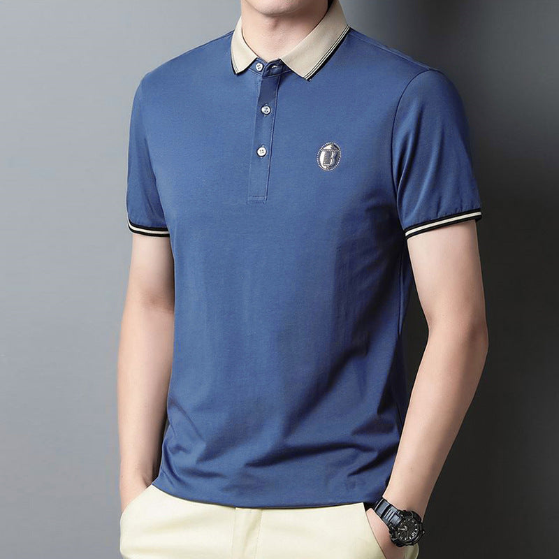 Summer new men's Korean style fashion embroidery craft short-sleeved lapel polo shirt trendy couple net red top with the same style 