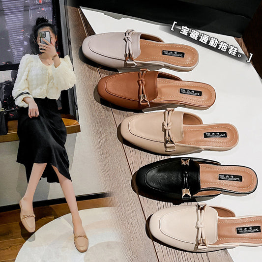 Baotou half slippers female 2023 new lazy shoes outerwear fashion summer style net red sandals ins tide half slippers 