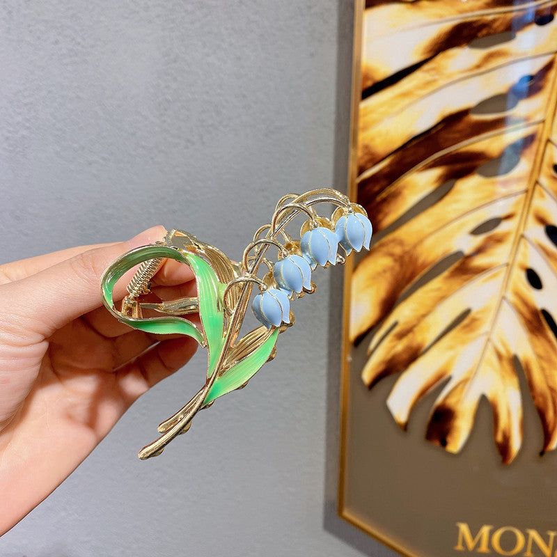 Super fairy flower clip new large metal butterfly clip female summer back head hair clip shark clip headdress hair clip 