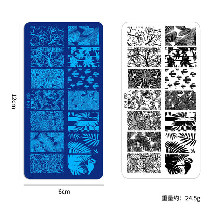 Cross-border popular printing template nail art steel plate rectangular printing plate painted ink template new printing ready stock 