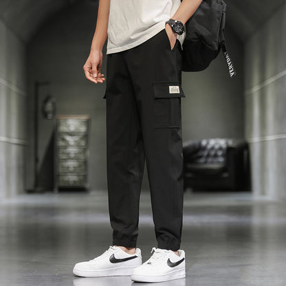 工装裤男士春秋季2023新款宽松休闲束脚裤潮牌九分裤子男韩版潮流