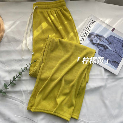 2023春夏新款闪电条阔腿裤高腰宽松直筒显瘦百搭垂坠感休闲裤女