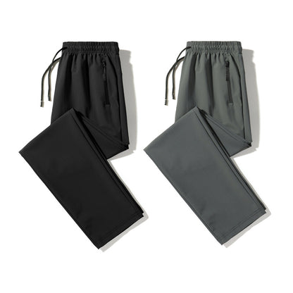 Ice silk elastic quick-drying pants men's summer thin section plus fat XL Korean version stylish couple net red same style trendy pants 