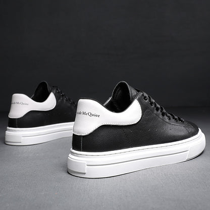 McQueen small white shoes men's 2023 spring new simple all-match lace-up casual men's shoes top layer cowhide genuine leather sneakers
