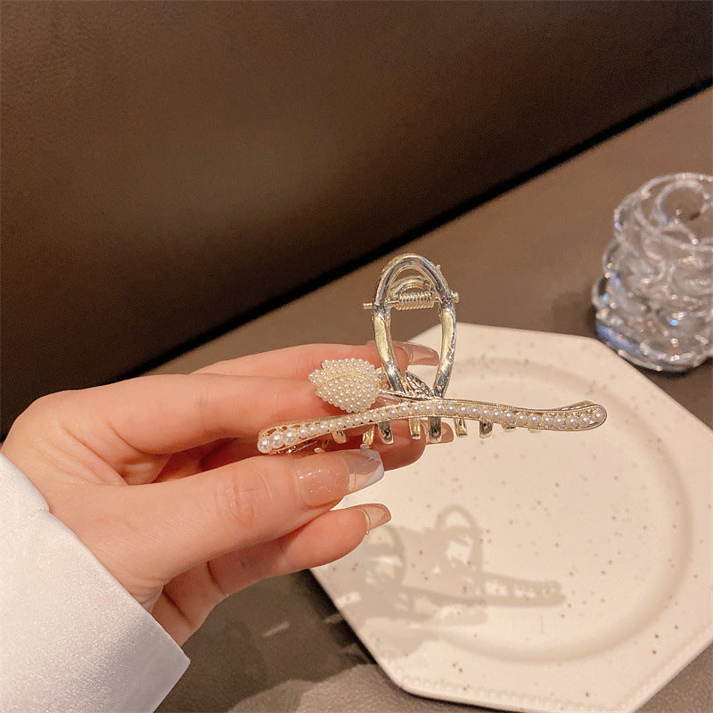 Super fairy flower clip new large metal butterfly clip female summer back head hair clip shark clip headdress hair clip 