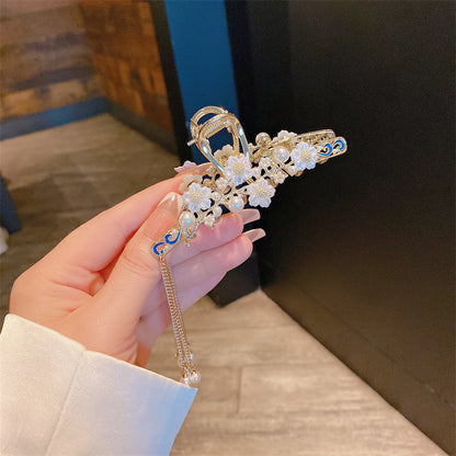Super fairy flower clip new large metal butterfly clip female summer back head hair clip shark clip headdress hair clip 